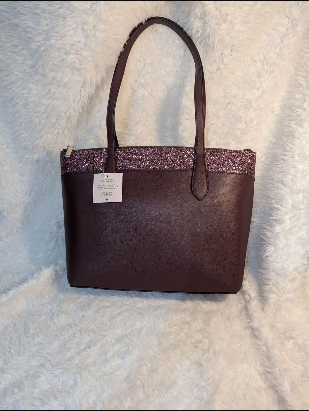 NWT- Kate Spade Plum Tote with Pink Sequin Trim